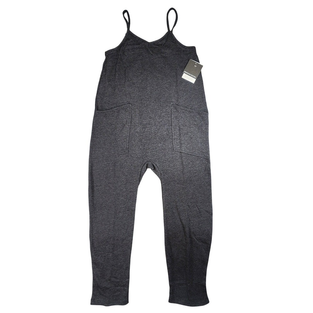 Grayson Social Girls Medium 7-8 Charcoal Gray Overalls Jumper Jumpsuit Lounge